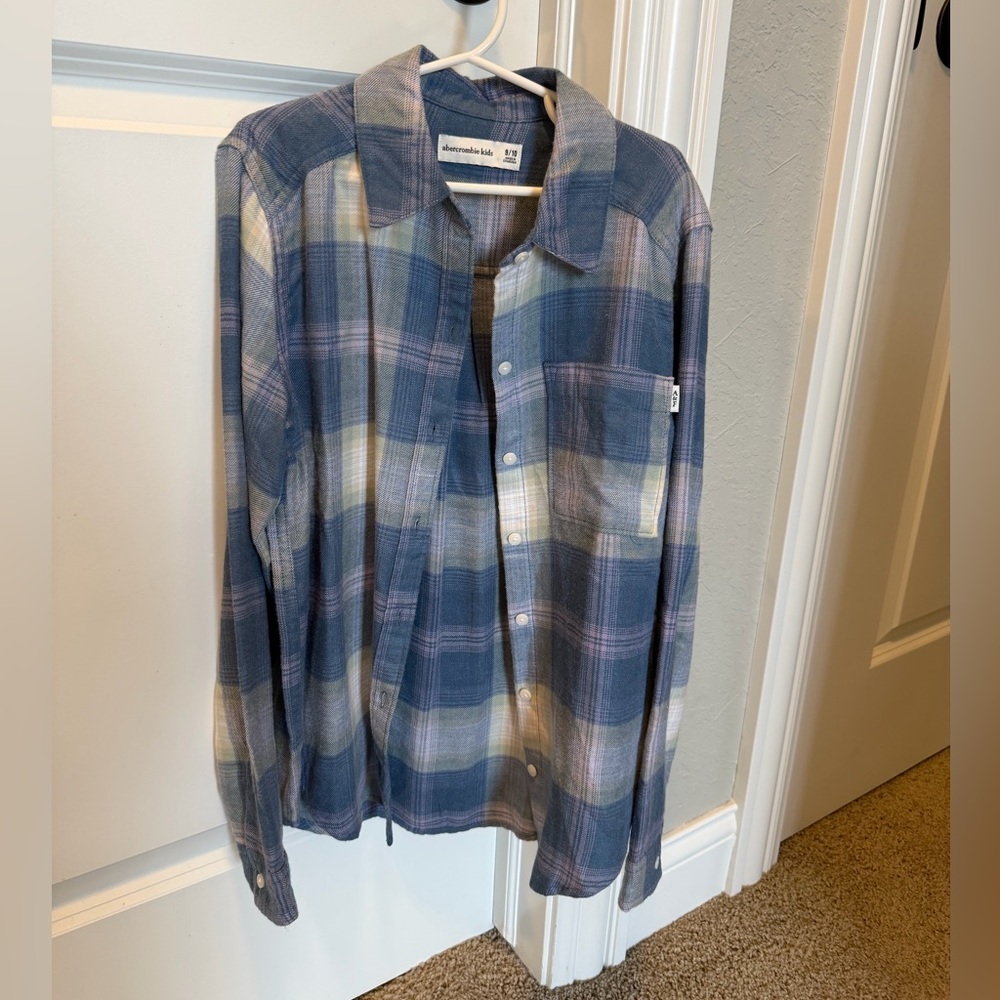 Abercrombie Kids Blue and Cream Plaid Shirt